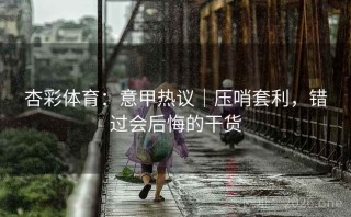 杏彩体育:意甲热议|压哨套利,错过会后悔的干货