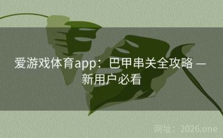 爱游戏体育app:巴甲串关全攻略 — 新用户必看